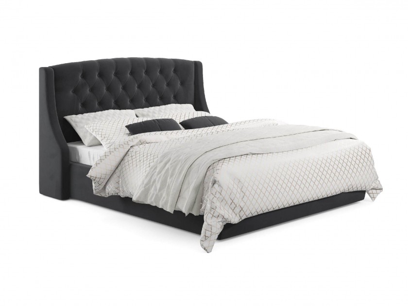 Мягкая кровать Stefani 1600 темная с ортопед. основанием Мягкая кровать Stefani 1600 темная с ортопед. основа