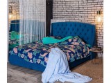 Мягкая кровать Stefani 1600 синяя с ортопед. основанием с матрас купить
