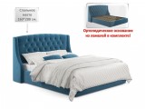 Мягкая кровать Stefani 1600 синяя с ортопед. основанием с матрас распродажа