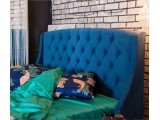 Мягкая кровать Stefani 1600 синяя с ортопед. основанием с матрас от производителя