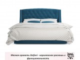 Мягкая кровать Stefani 1600 синяя с ортопед. основанием с матрас купить