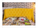 Мягкая кровать Stefani 1600 желтая с ортопед. основанием с матра купить