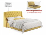 Мягкая кровать Stefani 1600 желтая с ортопед. основанием с матра распродажа