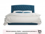Мягкая кровать "Stefani" 1800 синяя с ортопед. основан недорого