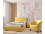 Мягкая кровать Selesta 1200 желтая с подъем.механизмом с матрасо распродажа