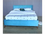 Мягкая кровать Melani 1600 синяя ортопед.основание с матрасом PR фото