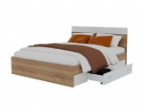 Кровать "Диана" 1600 с 2 ящиками (дуб золотой/белый) с недорого