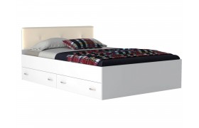 Кровать Виктория ЭКО-П 160 с ящиками белая матрасом ГОСТ