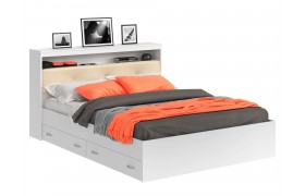 Кровать Виктория ЭКО-П белая 180 с блоком и ящиками матрасом Г