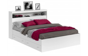 Кровать Виктория белая 180 с блоком, ящиками и матрасом PROMO B