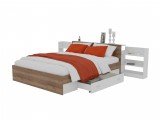 Кровать Доминика с блоком и ящиками 140 (Дуб Золотой/Белый) фото