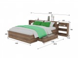 Кровать Доминика с блоком и ящиками 140 (Дуб Золотой) с матрасом от производителя