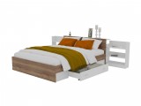 Кровать Доминика с блоком и ящиками 140 (Дуб Золотой/Белый) с распродажа
