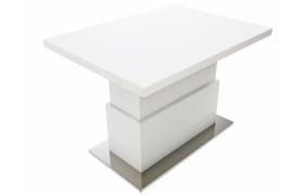 Журнальный стол трансформер Левмар Slide GL белый глянец/ опоры сатинирован