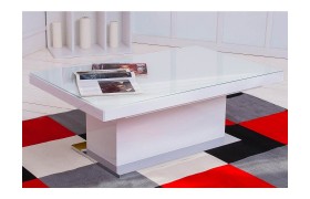 Журнальный стол трансформер Левмар Space стекло белый/ нерж.сталь