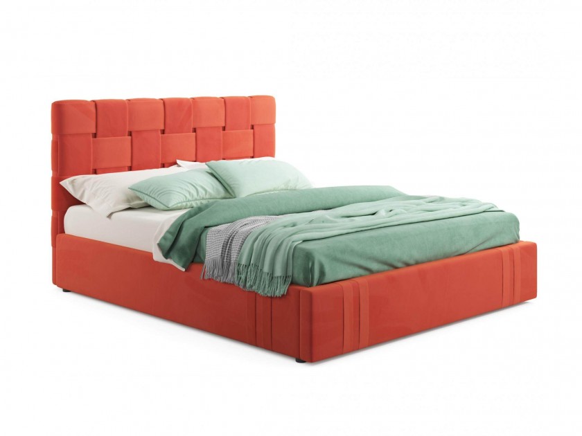 Мягкая кровать Tiffany 1600 оранж с подъемным механизмом с матрасом ГО Мягкая кровать Tiffany 1600 оранж с подъемным механизмом с матра