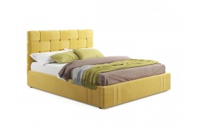 Мягкая кровать Tiffany 1600 желтая с подъемным механизмом с матрасом PROMO B COCOS