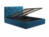 Мягкая кровать Tiffany 1600 синяя с подъемным механизмом с матра недорого