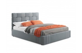 Двуспальная кровать Мягкая Tiffany 1600 серая подъемным механизмом матра