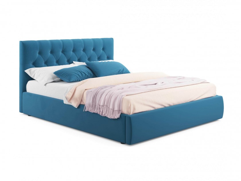 Мягкая кровать Verona 1400 синяя с подъемным механизмом Мягкая кровать Verona 1400 синяя с подъемным механизмом