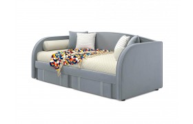Мягкая кровать Elda 900 серая с ортопедическим основанием и матрасом PROMO B COCOS