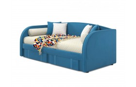 Детская кровать Мягкая Elda 900 синяя ортопедическим основанием и матр