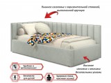 Мягкая кровать Milena 900 кожа серый с подъемным механизмом недорого