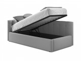 Односпальная кровать-тахта Bonna 900 кожа серый с подъемным меха фото
